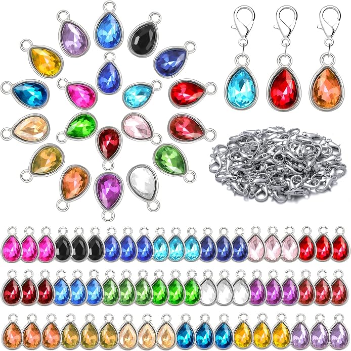 Inbagi 160 Pcs Crystal Birthstone Charms Beads Pendants and Lobster Claw Clasp by Inbagi