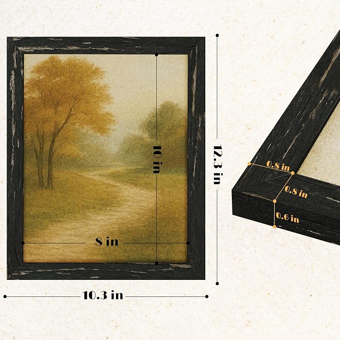 puthiac 8x10 Rustic Farmhouse Picture Frame, Swamp Black, 1 Pack | Distressed - Image 5