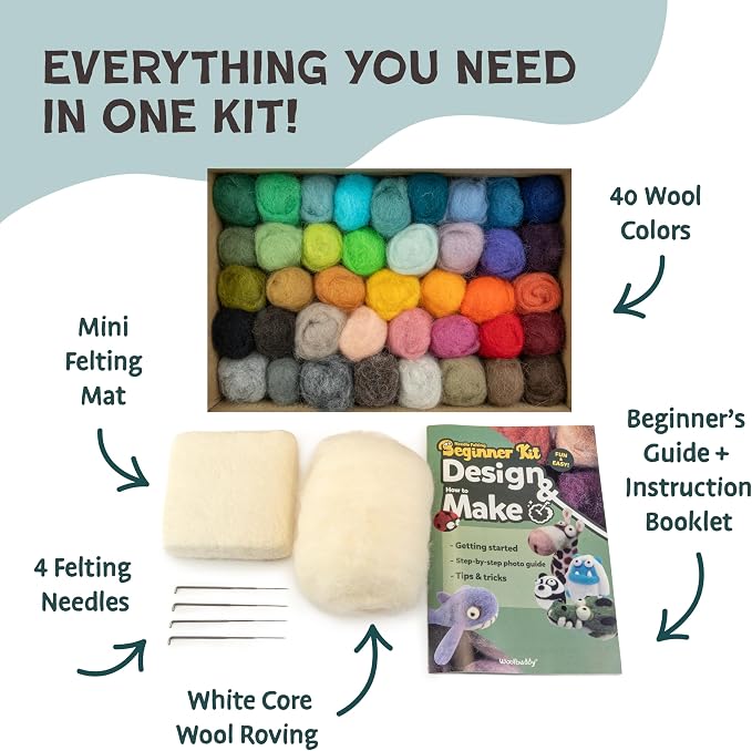 Woolbuddy Needle Felting Starter Kit –Make 6 Cute Characters – Complete Kit - Image 2