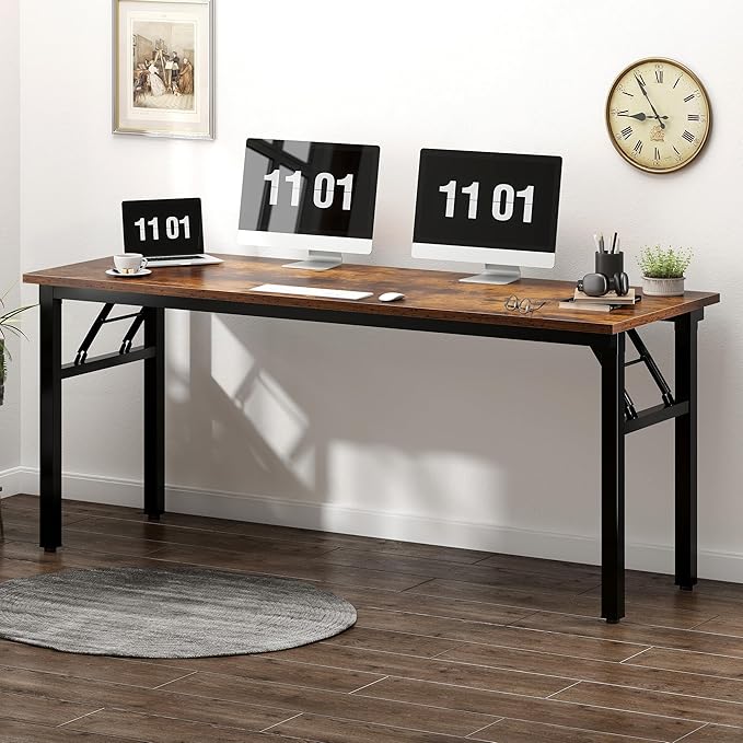 Need Large Folding Computer Desk, 60 Inch Writing Table, Metal Frame, Sturdy - Image 2