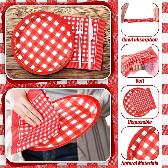 Zhehao 120 Pcs Disposable Paper Plates and Napkins Bulk Birthday Party - Image 3