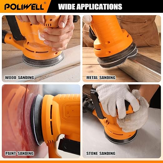 POLIWELL 120pcs 5 Inch Sanding Discs Hook & Loop 8 Holes Wet Dry 320 400 600 800 1000 2000 3000 Grit Orbital Sandpaper with 2pcs Interface Pads, Silicon Carbide Round Flocking Sandpaper