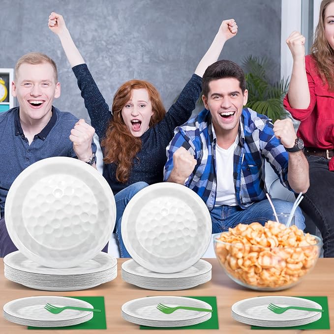Qyeahkj 100 Pcs Golf Party Supplies Plates and Napkins Set Golf Birthday - Image 6