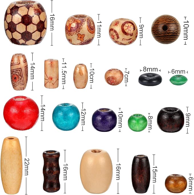 WILLBOND 1300 Pieces Wooden Beads - Image 6