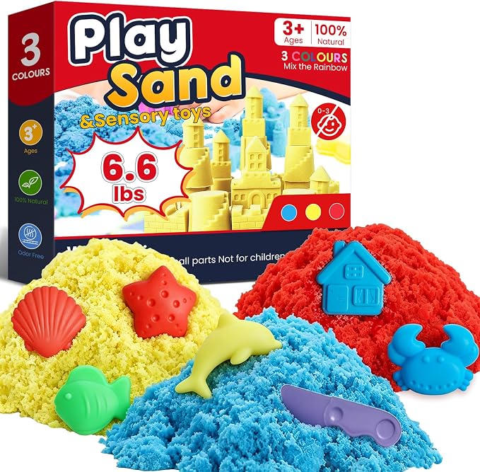 FURWEY Play Sand Set, with 6.6lbs of Colorful Sensory Sand, Plus 10 Tools & by FURWEY