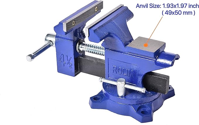 Rolin Vise Bench Vise 4-1/2 Inch With 240 Degree Swivel Base Clamp Tools Home Vises Rotation Base