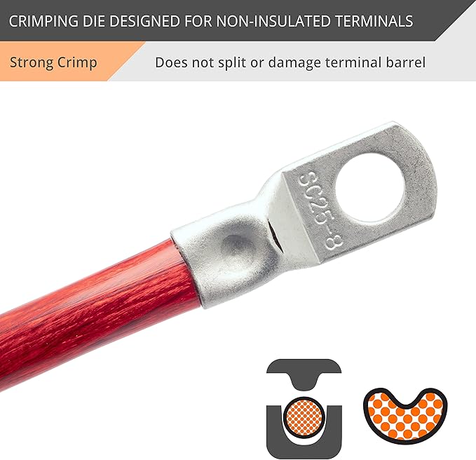 Wirefy Crimping Die for Larger Diameter Non-Insulated Terminals - 6-4 AWG