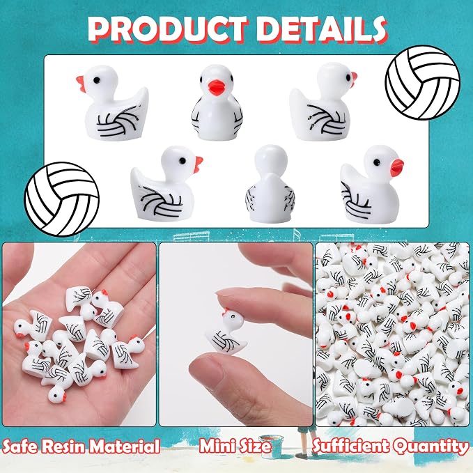 80 Pcs Mini Resin Volleyball Ducks, Small Figurines Bulk Tiny Sports Duck - Image 4