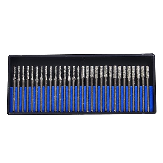 Drilax 30-Pc Diamond Drill Bit Set | 15x 2mm & 15x 3mm | 1/8" Shank Dremel Compatible for Glass, Sea Glass, Gemstones & Lapidary