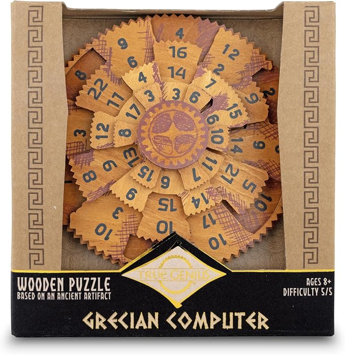 Project Genius Grecian Computer Mechanical Math Puzzle, Wooden Brainteaser Gift by Project+Genius