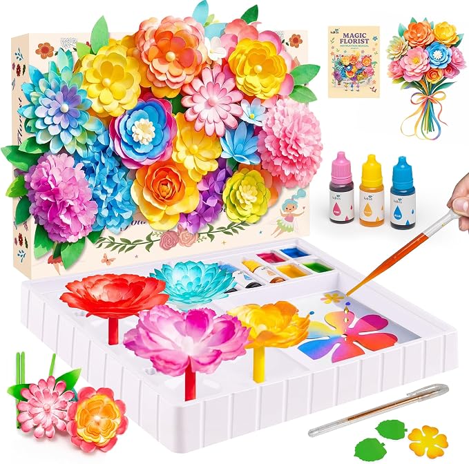 Kiditos Magic Flower Craft Kit for Girls, DIY Color Changing Flower Bouquet by Kiditos