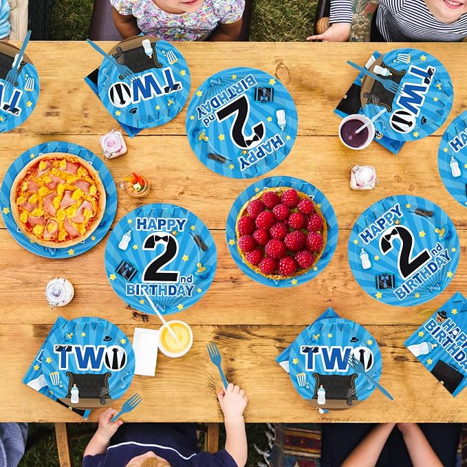 96Pcs Boss 2nd Birthday Party Decoration Baby Boy Second Birthday Plates and - Image 8