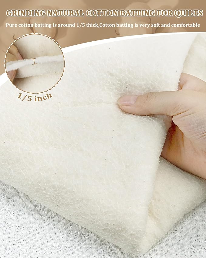 PLANTIONAL Grinding Natural Cotton Quilt Batting: 47-Inch x 59-Inch Light - Image 5