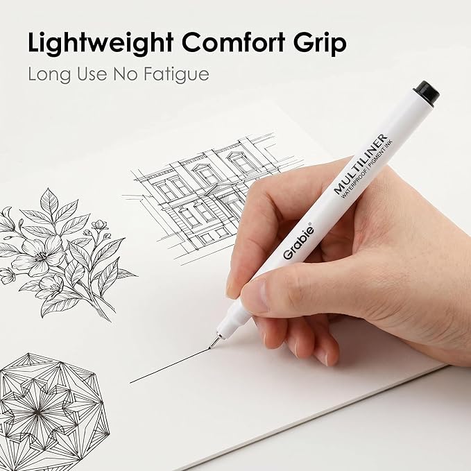 Grabie Micro Fineliner Pens, 6 Black Fine Line Waterproof Drawing Pens - Image 6