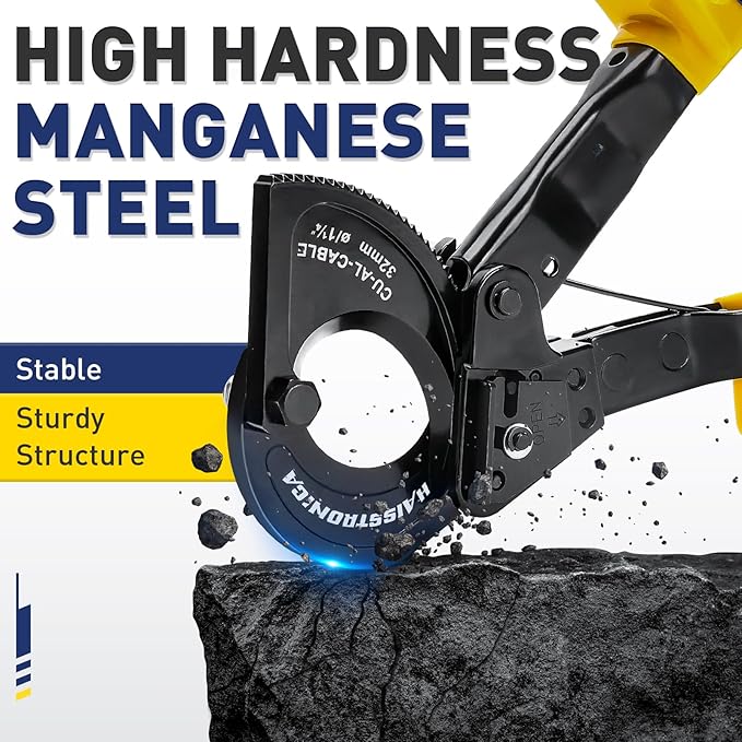 haisstronica Cable Cutters Ratcheting Cable Cutter Heavy Duty Wire Cutters for Copper Aluminum Cable Cutting Up to 500 Kcmil