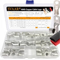 SVAAR 0 Gauge 1 Gauge 2 Gauge Tinned Copper Wire Lugs with 5/16" and 3/8" Stud Ring Terminals Battery Copper Cable Lugs Battery Terminal Connectors Heavy Duty Crimp Cable Ends with 3:1Heat Shrink Tube