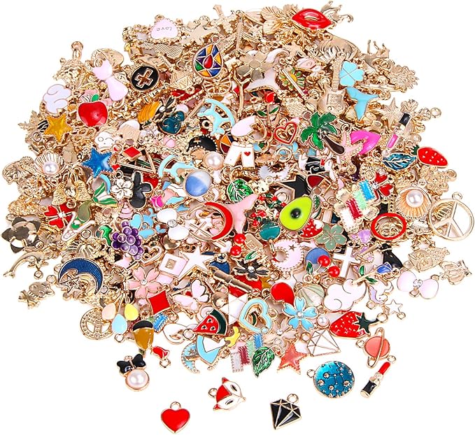 SANNIX 350Pcs Bracelet Charms Jewelry Making Charms Assorted Gold Plated Enamel by SANNIX
