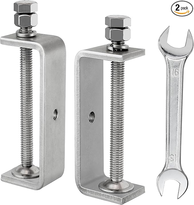 120MM 304 Heavy Duty Stainless Steel C Clamps Tiger Clamp Woodworking Clamp,Features Stable Wide Jaws and Protective Pads (2 Pcs)