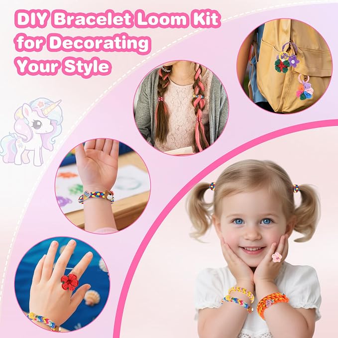 Rubber Band Bracelet Kit for Kids Girls Ages 6-12, 1300+ PCS DIY Craft Kits - Image 5