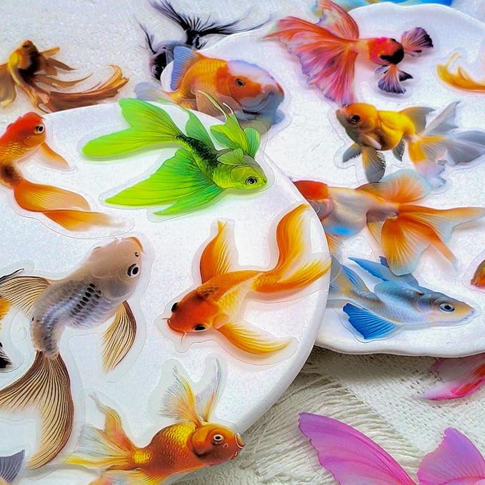 50 Pcs Clear PET Goldfish Aesthetic Stickers - Image 6