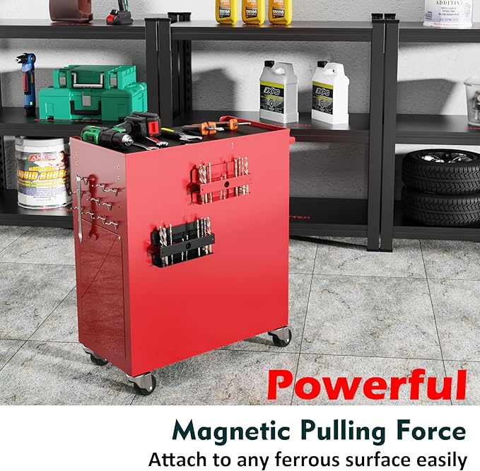 MUTUACTOR Drill Bit Organizer Heavy Duty,Quick Access Magnetic Mount Drill Bit Holder,Anti-scratch Magnetic Tool Holder for Long Phillips Head Drill Bits Impact Bits Storage,Red,26 Holes
