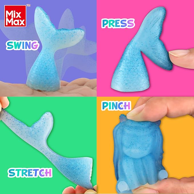 MixMax Make Your Own Squishies Toys, 6 Packs Rubber Dolls Making Kit - Image 3