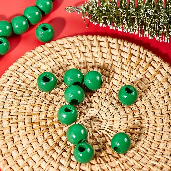240PCS Green Wooden Beads 16mm - Image 5