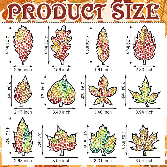 WinnerWhy 36 Sets Maple Diamond Painting Ornaments DIY Gem Window Art Sun - Image 2