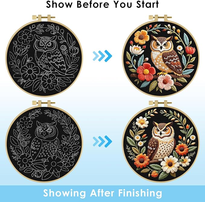 ERKOON Embroidery Kit for Beginners, 2 Set Flower Cross Stitch Set Include - Image 4