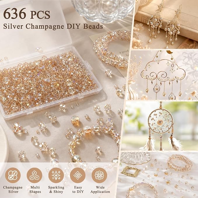 636pcs Assorted Crystal Glass Beads - Image 7