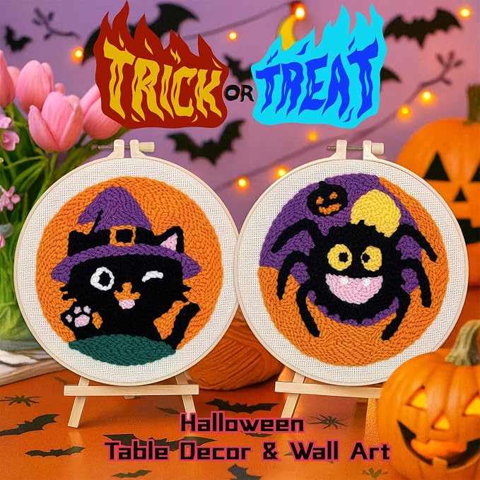 Halloween Punch Needle Kit for Adult Beginner, Easy Punch Embroidery Starter Set - Image 2
