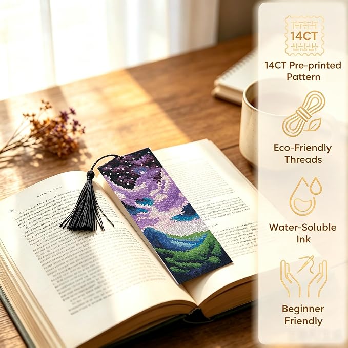 6 Pcs Sun and Moon Cross Stitch Bookmark Kit - Image 3