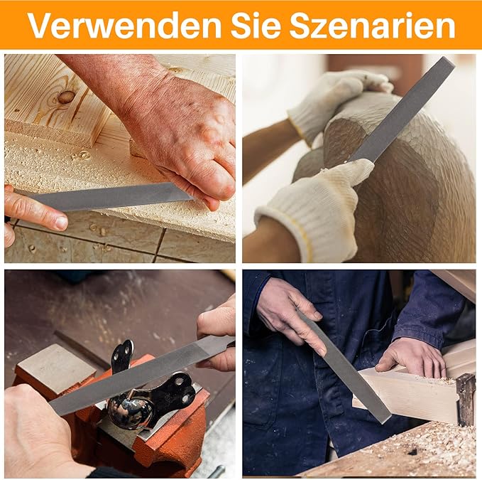 8" Flat Medium Cut File, Double Cut Teeth, Made of High Carbon Steel, Single Hand File Without Handle, Suitable for Shaping Metal, Wood, etc.