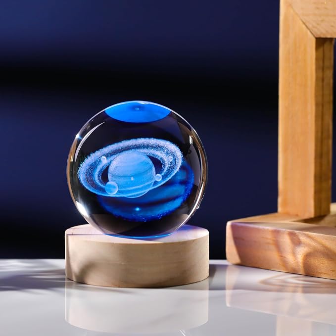 3D Saturn Crystal Ball with LED Colorful Lighting Touch Base, Saturn Decor - Image 4