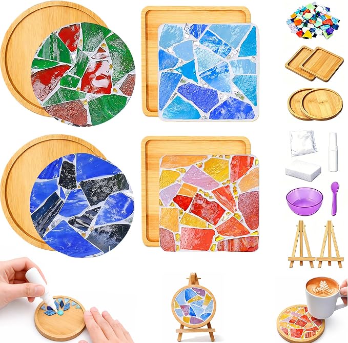 GHAHILI 4 Sets DIY Mosaic Kits for Adults Glass Mosaic Tiles for Crafts by Unknown