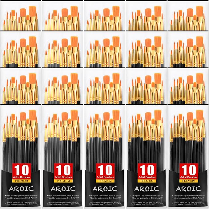 Acrylic Paint Brush Set, Nylon Hair Brushes by AROIC