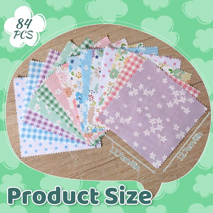 84 Pcs Floral Charm Packs for Quiltings, Cotton Quilting Fabric Bundles - Image 2
