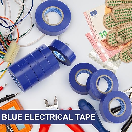 Treela 20 Rolls Electrical Tape 3/4 Inch Waterproof Vinyl Electrical Insulating Tape Flame Retardant Indoor Outdoor High Temperature Resistance Accessory for Wire and Cable(Royal Blue,66 ft)