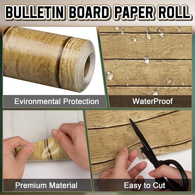 Inkspire Rustic Wood Bulletin Board Paper Roll, 14.8FTx47IN Large Reusable - Image 3