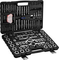 116pcs Tap and Die Set in SAE & Metric Sizes, Standard Tap Set and Die Tool Set for Threading and Rethreading Internal and External Threads, M3-M18 Thread Repair Kit