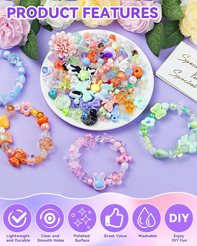 FIVEIZERO 480PCS Assorted Acrylic Beads - Image 3