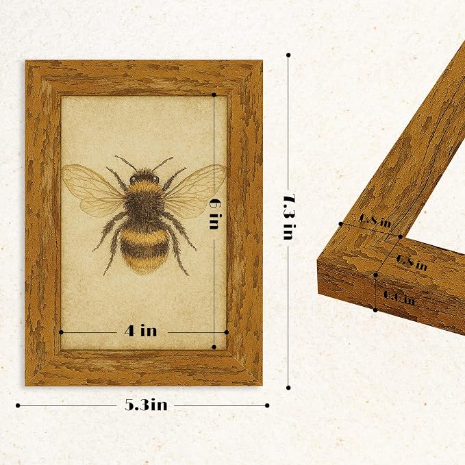 puthiac 4x6 Rustic Farmhouse Picture Frame, Honey Oak, 1 Pack | Distressed MDF - Image 5