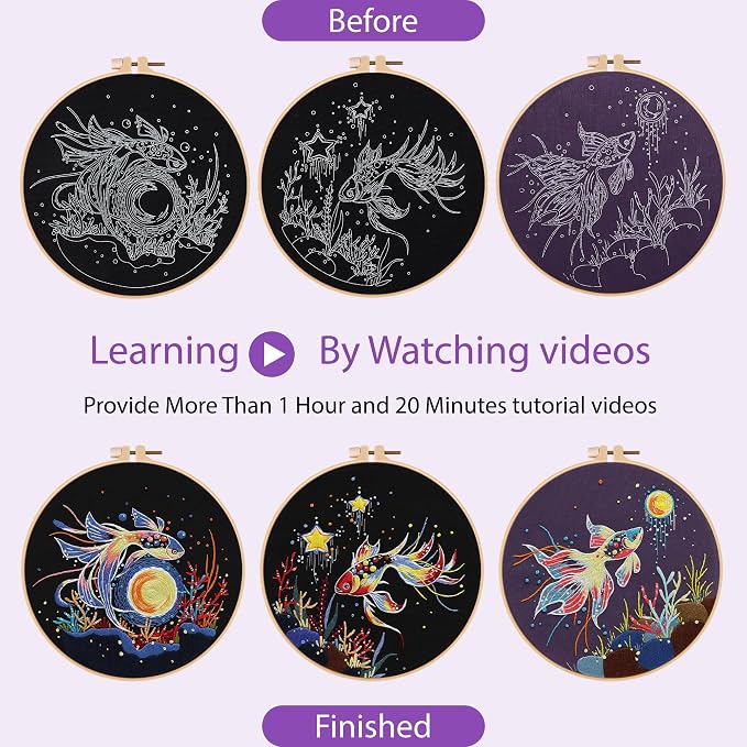 Uniartfy 3 Sets Hand Embroidery Starter Kits - Image 4