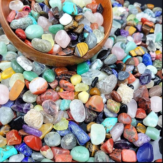 400Pcs+ Gemstones and Crystals Set, 30Kinds+ Bulk Tumbled Chps Crystals by SeeuFun