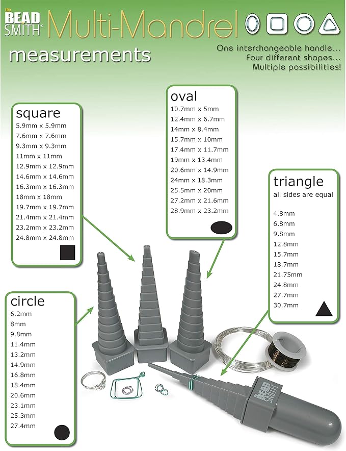 The Beadsmith Mandrel 4X, Wire Wrapping Set, 4 Different Shapes, Round and - Image 7