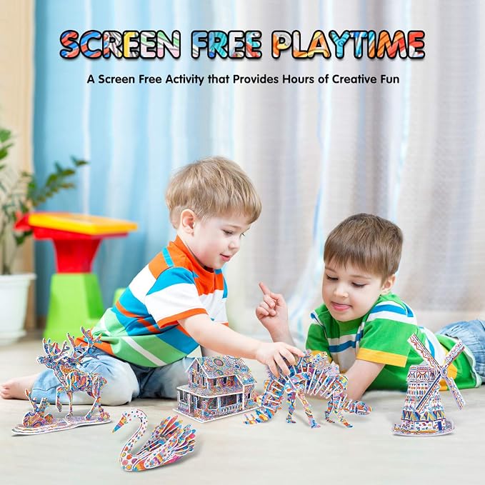BEARUN 3D Coloring Puzzle Set, Arts and Crafts - Image 5