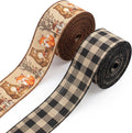 2 Rolls Fall Woodland Animal Ribbon, 2.56 Inch Wired Edge Ribbons by Unknown