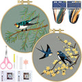 ERKOON Embroidery Kit for Beginners, 2 Set Floral Cross Stitch Set Include by ERKOON