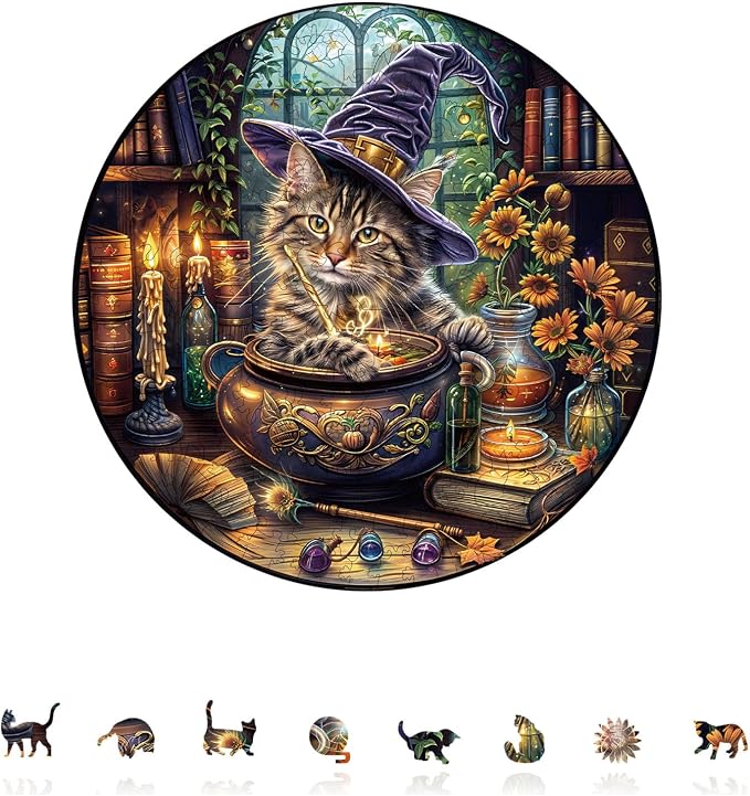 KAAYEE Wooden Puzzles for Adults, 3D Visual Effect Magic Feline Cat Wooden by KAAYEEDirect