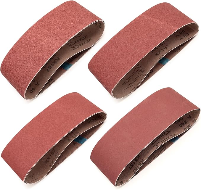 4x24 Sanding Belts for Belt Sander 4 x 24,5 Each of 40 80 120 240 Grits Aluminum Oxide Belt Sander Paper, 20 Pack